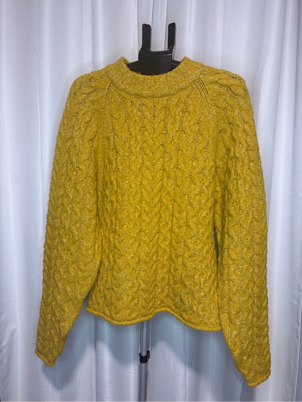 STAUD Cable Knit Sweater in the color Sunflower Oversized